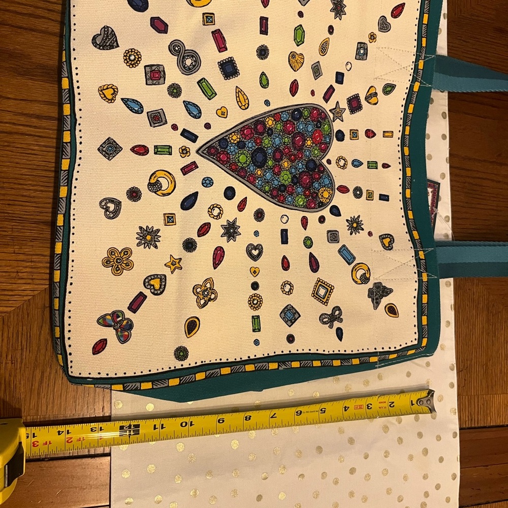 Brighton LOVE Jewel Heart Canvas Tote Bag New Retail $100 - Picture 2 of 12